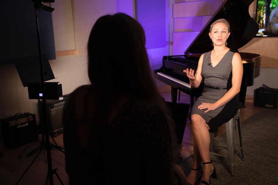 karahuberpiano's tweet photo. Another @InterlochenArts interview coming out in a few weeks! Our fancy videography team is there to point out that I still talk with my hands #pianistproblems https://t.co/spYVvGX2bY