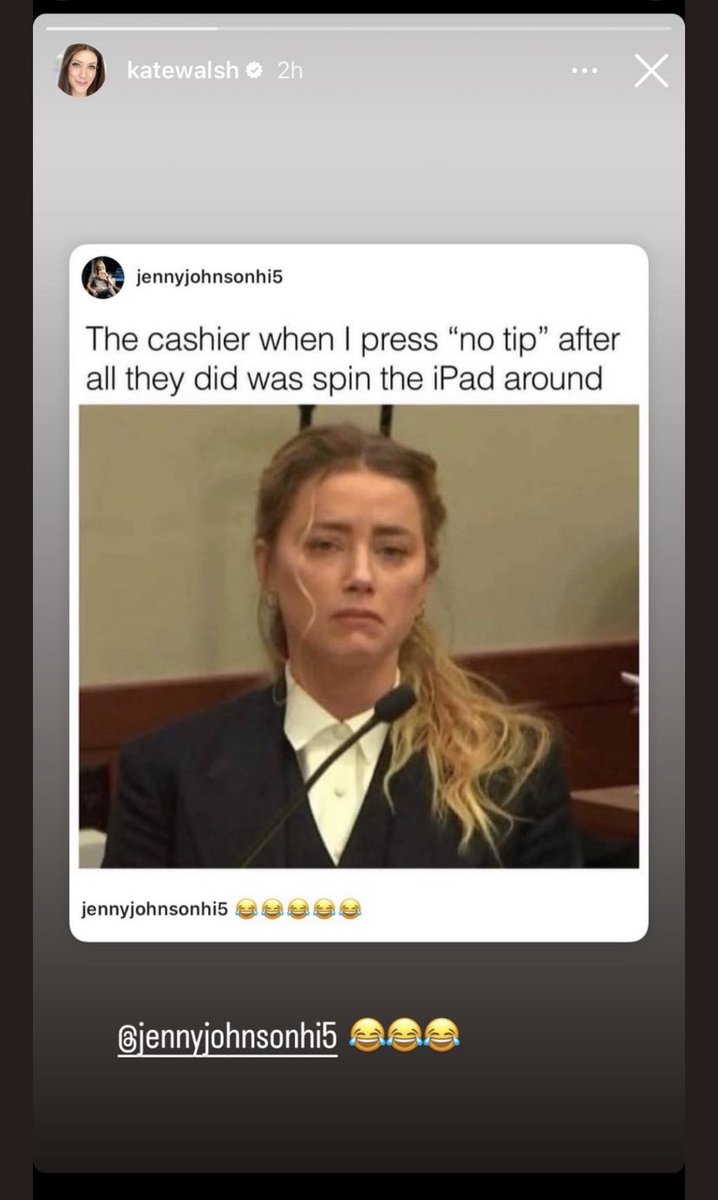 LeaveHeardAlone's tweet photo. Was a big fan @katewalsh โ but I think mocking a victim of domestic violence is pretty disgusting. #IAmAmberHeard โ I wasnโt believed either. https://t.co/XFdC6gAXI6