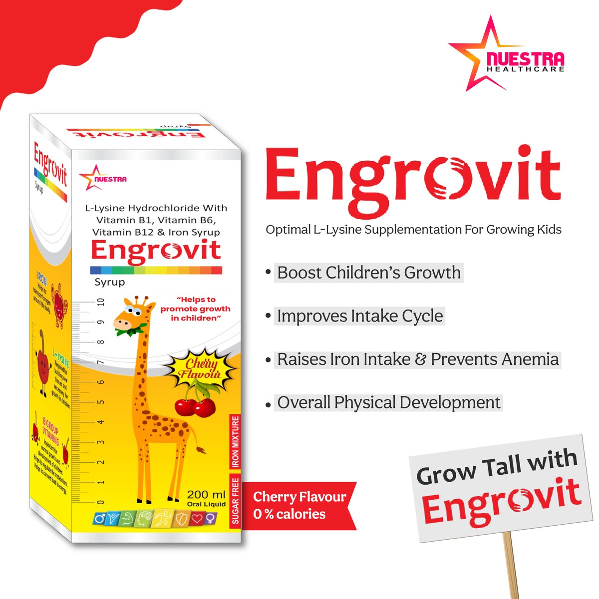 omnimakin's tweet photo. Give your child an opportunity to ace their growth goals with Engrovit. The benefits of Lysine and Iron will assist them in their growth.

#NuestraHealthcare #OmnimakinHealthcare #OmnicalsPharma #Engrovit #ayurvedic #growtaller #heightgrow #ayurvedicheightincrease #Lysine https://t.co/7C2QcYh7Ol
