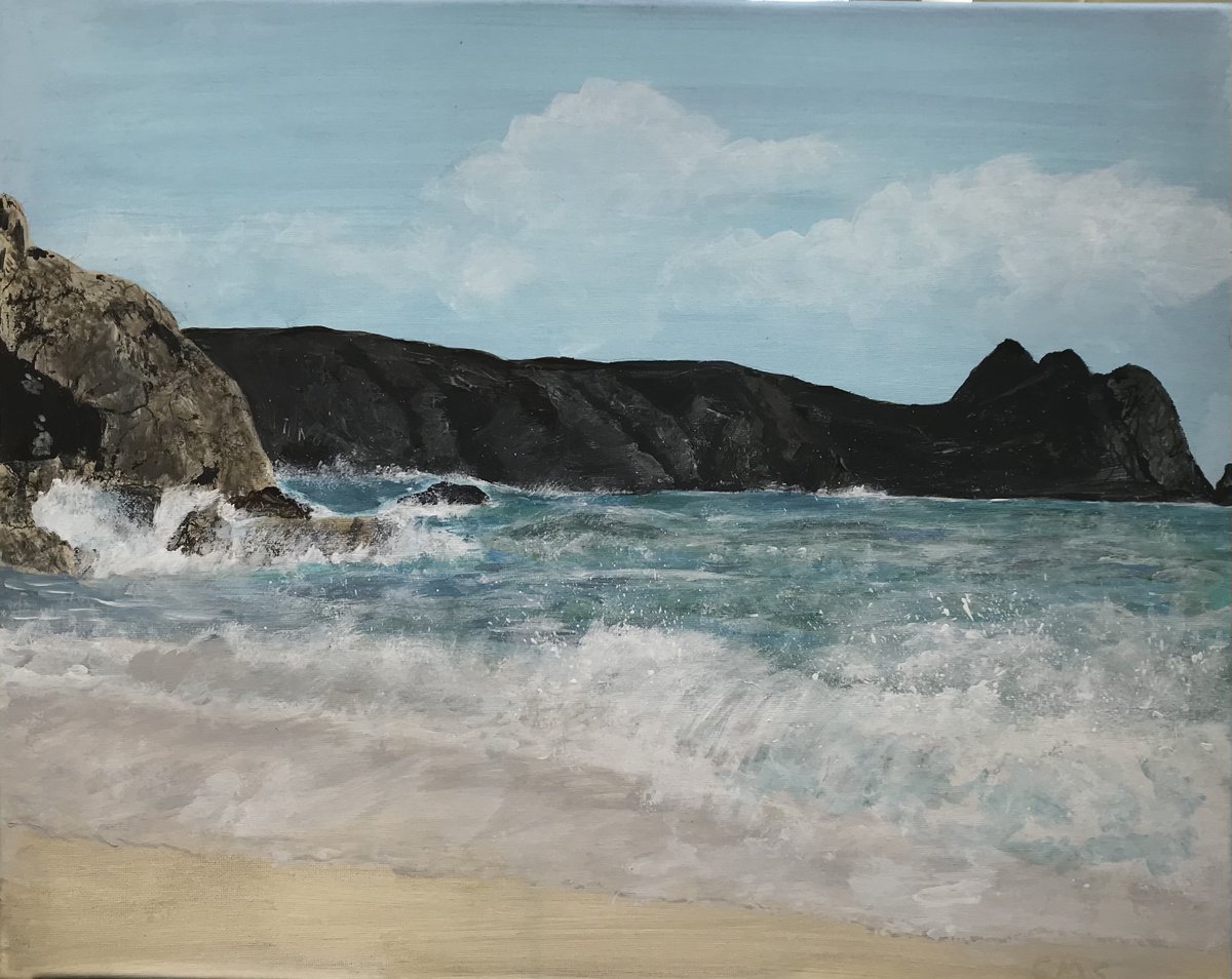 I've  just been notified that my painting of Porthcurno Beach in Cornwall has been selected for the Discerning Eye exhibition in the Mall Galleries London #️