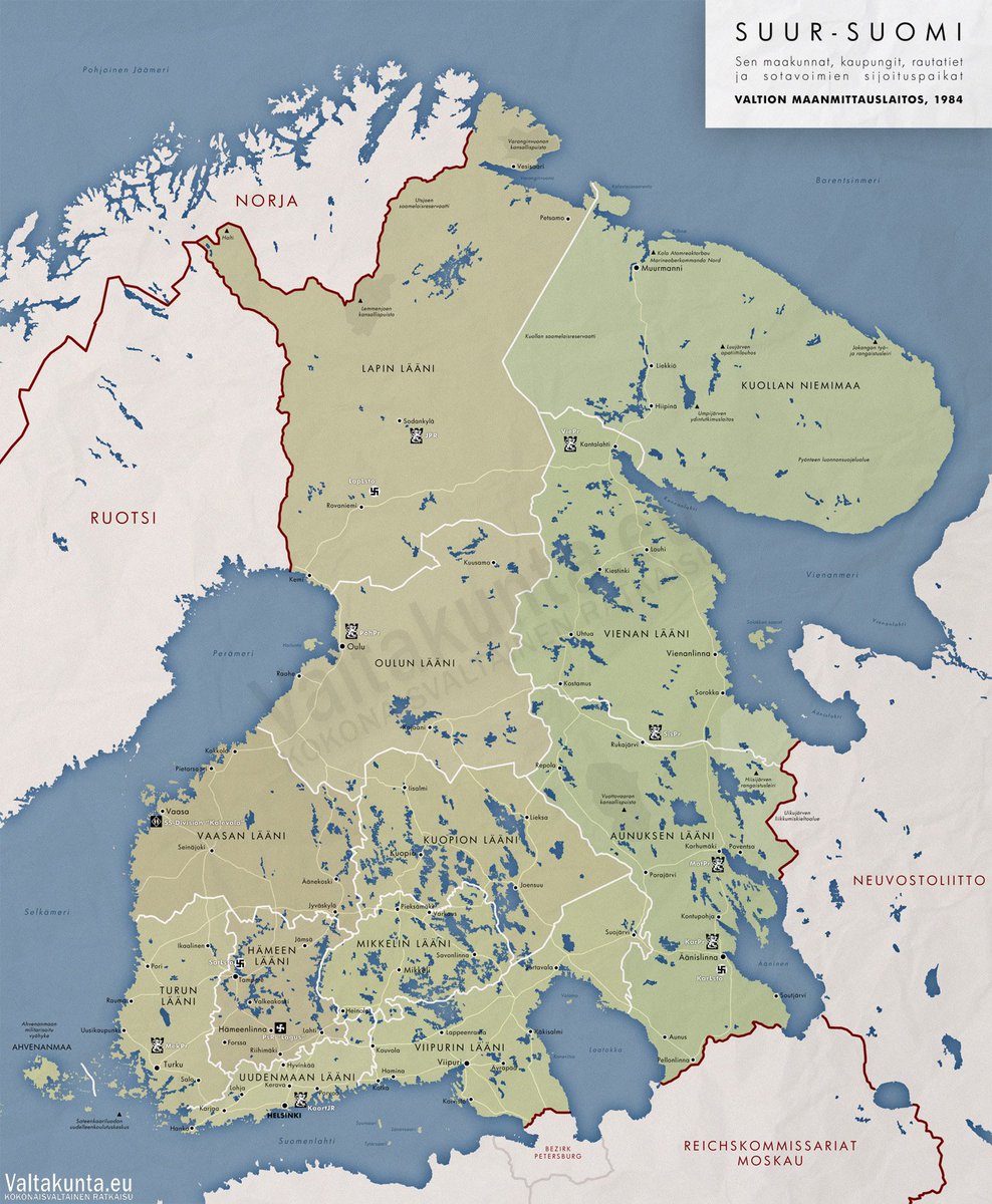 lauri_laitinen's tweet photo. Juuri tulleen tiedon mukaan Itä-Karjalassa, kannaksella ja Kuolan niemimaalla pidettyjen kansanäänestysten tulos on 99.9% Suomeen liittymisen puolesta.

Alueista tulee Suomen uusimmat maakunnat. https://t.co/Koe1lUqHN7