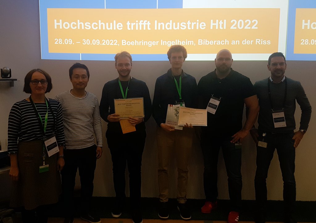 Congratulation to Patrick Antoni from @MMHansmann_chem for the best oral presentation as well as Felix Wech from @GellrichUrs for the best poster. Additionally we thank all speakers and researchers who contributed with their posters to @HtI2022. #bestpresentation #bestposter