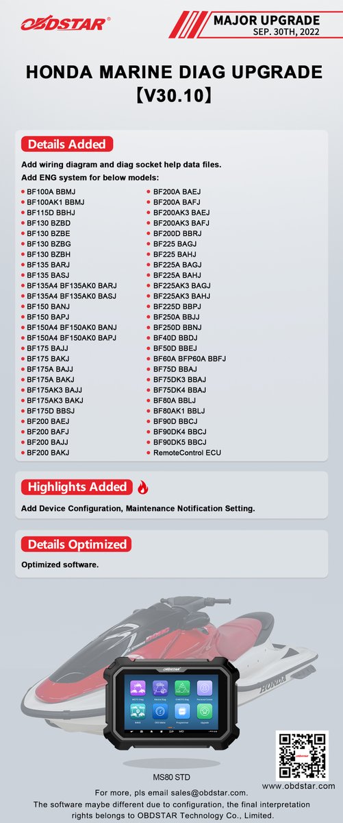 ObdstarTec's tweet photo. #OBDSTAR #Marine #HONDABOAT #Diag
#MajorUpgrade
HONDA MARINE DIAG UPGRADE【V30.10】
#motorcyclescanner #scannertool #diagtool #motordiag #MS80STD #MotorcycleDiagnosticScanner #MotorcycleScannerTool https://t.co/09BJ4SEVSZ