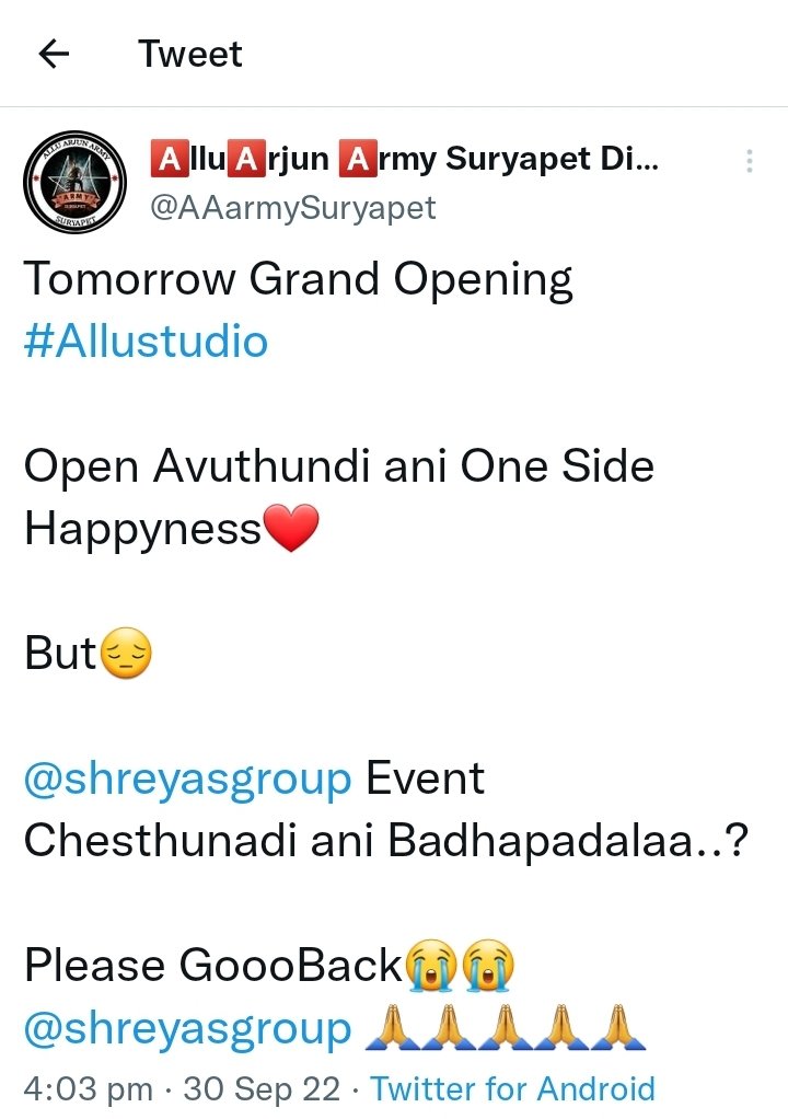 AAKarnatakaFans's tweet photo. Please GoooBack😭😭 @shreyasgroup🙏🙏🙏🙏🙏 https://t.co/cMp22FXrUD