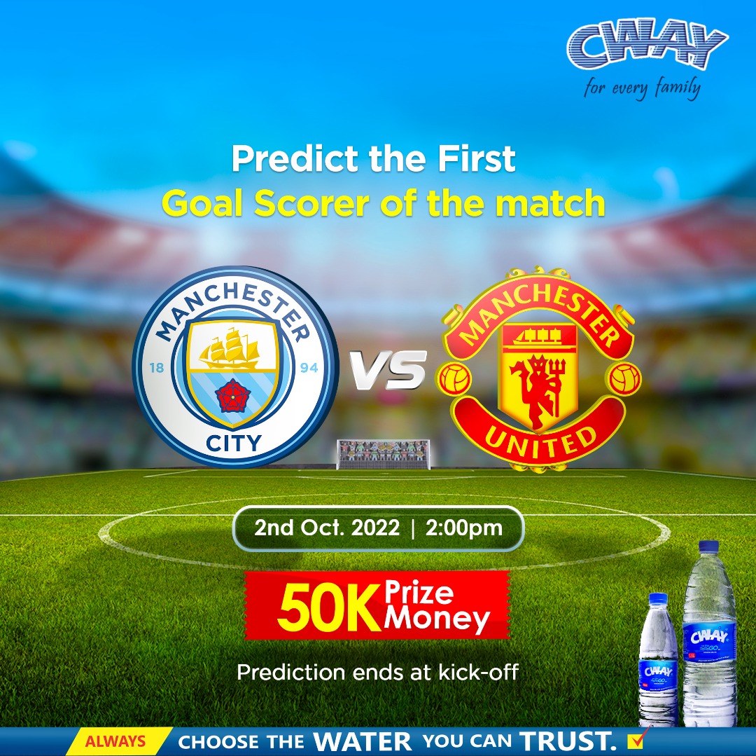 cwaytablewater's tweet image. Like and correctly predict who will score the opening goal and stand a chance to win N5,000. 10 people will be chosen at random from all of our social media platforms. Ensure you are following 

Terms and conditions apply

Entry closes on October 2nd at 2 p.m.

Good luck!