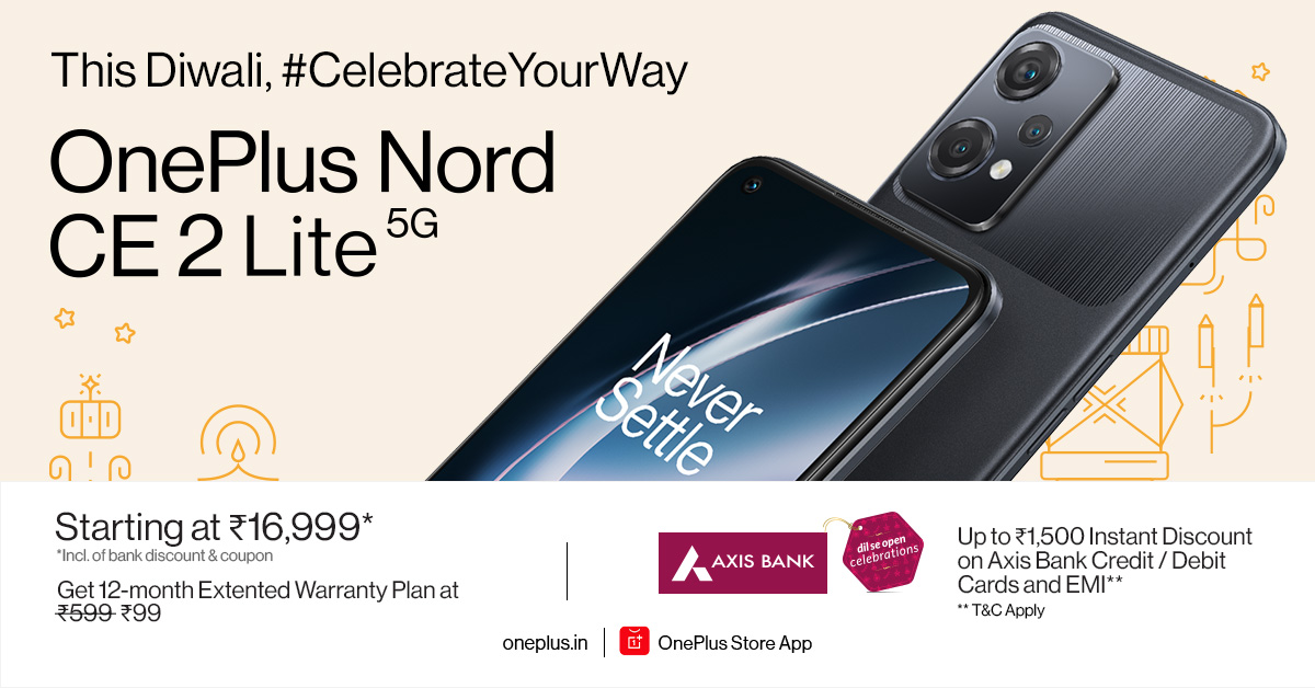 OnePlus_IN's tweet photo. Here's your chance to get #YourFirstOnePlus and have yourself a crazy Diwali!
Buy now: https://t.co/irG8eWRMPl https://t.co/bTlCNEhO6S