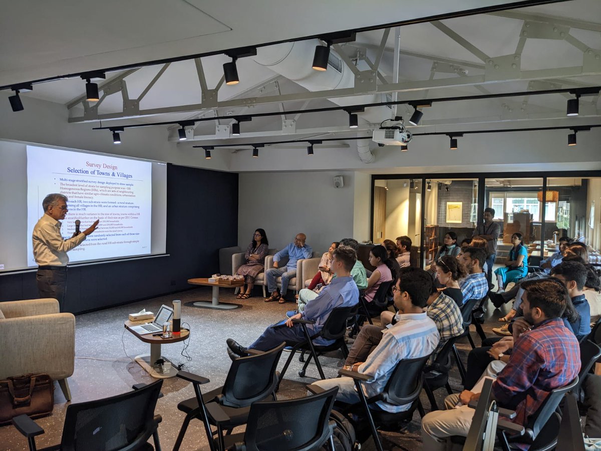 Artha__Global's tweet photo. Excellent #ArthaGlobalConversation with Mahesh Vyas, MD and CEO, @_CMIE, on longitudinal surveys yesterday. He spoke about the principles of good survey design, the methodology behind #CPHS, India’s largest household survey, and its applications, and how to communicate findings. https://t.co/r4gGTKZ9Of