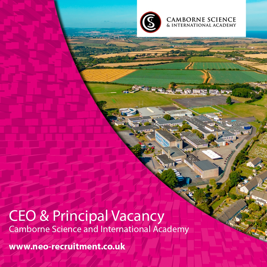 A fantastic vacancy at Camborne Science and International Academy for a new Principal and CEO. To view the recruitment pack visit neo-recruitment.co.uk. Closing date Fri 04 Nov 2022. #Principal #TeachingSouthWest #CornwallCareers #CornwallJobs #Recruitment #CEO #EducationJobs
