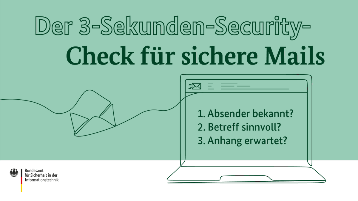 Gewinne, Mahnungen, Werbung: #Phishing-Mails ließen sich früher meist schnell erkennen. Mittlerweile ist das aber gar nicht mehr so leicht. Mit unseren 3 Tipps könnt ihr sichere von unsicheren Mails in Sekundenschnelle unterscheiden. 👍 #DeutschlandDigitalSicherBSI #ITsecurity