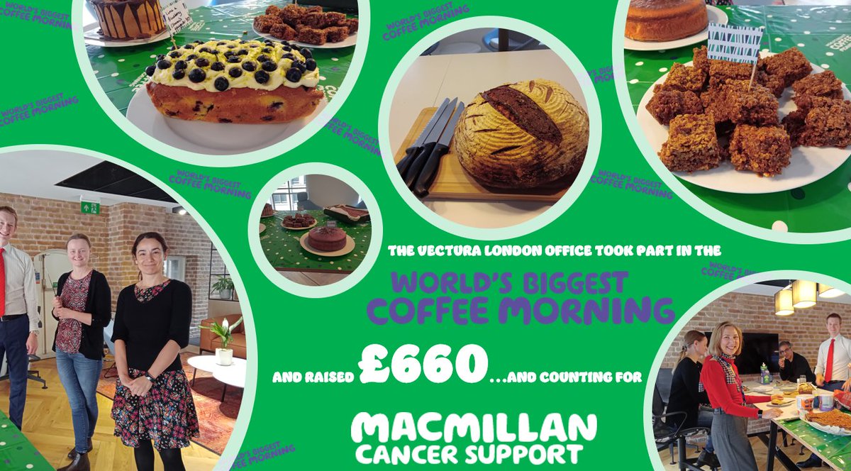 Vectura Group (@vecturagroup) on Twitter photo Our London colleagues did it again! Cakes, coffee and £660 raised for <a href="/macmillancancer/">Macmillan Cancer Support</a>, a cause close to our hearts. Well done!
#worldsbiggestcoffeemorning #MacmillanCoffeeMorning Our London colleagues did it again! Cakes, coffee and £660 raised for <a href="/macmillancancer/">Macmillan Cancer Support</a>, a cause close to our hearts. Well done!
#worldsbiggestcoffeemorning #MacmillanCoffeeMorning