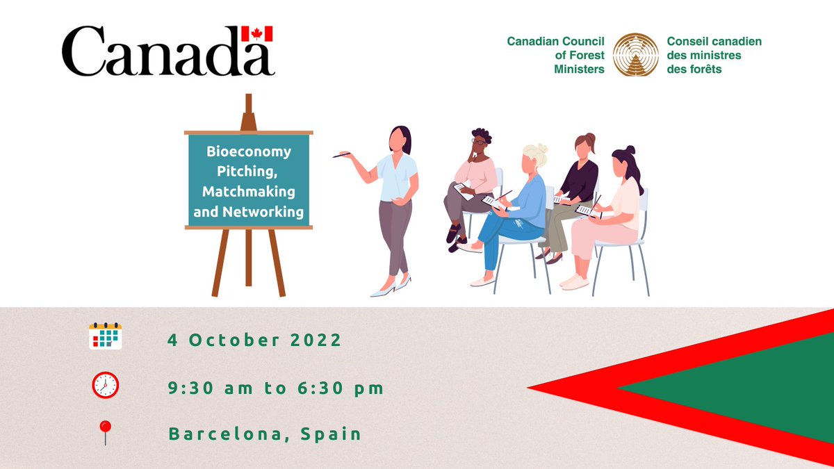 The Canadian <a href="/TCS_SDC/">Trade Commissioner Service</a> and Council of Forest Ministers🌲 are partnering with #BioeconomyVentures 🌱 to organise a Pitching, Matchmaking and #Networking #workshop on 4️⃣ October 2️⃣0️⃣2️⃣2️⃣, in Barcelona at the H1️⃣0️⃣ Art Gallery Hotel.

You can now #register at👉🏻shorturl.at/acU67