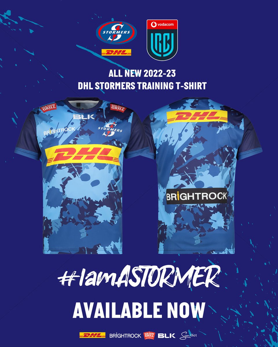 BLKSportUK's tweet photo. ⚡🎨 PICK YOUR MASTERPIECE 🎨⚡

Storm the city in the all-new DHL Stormers Training T-shirts!

Shop Now: https://t.co/ZxUnzjkUgA

#iamastormer #dhldelivers #blksport #beyondlimitsknown #stormersrugbyjersey https://t.co/eulJLlt5ZO