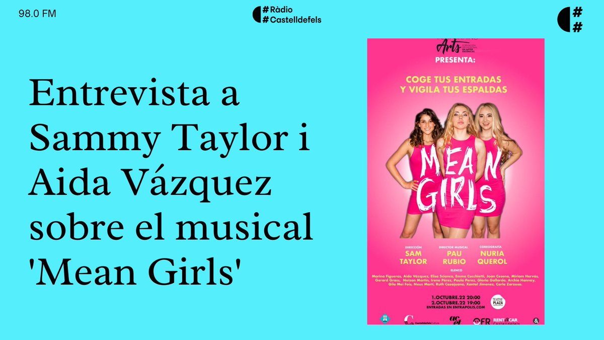 RadioCastelldef's tweet photo. 🙅‍♀️ Aquest cap de setmana, al Teatre Plaza s'estrena el musical #MeanGirls, de @TodoporqueRias.

🎭 Hem parlat amb @Sammytaylord, directora de l'obra, i Aida Vázquez, la seva protagonista.

📻 Ràdio a la carta. https://t.co/A9VQNu8ove https://t.co/FETLsRNutg