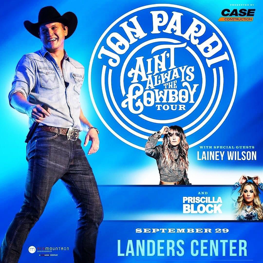 cmbaker21894's tweet photo. Last night we got to see #jonpardi on his #aintalwaysthecowboytour with special guests #laineywilson & #priscillablock at the #landerscenter it was totally awesome and I have a few pictures and videos coming soon !!! https://t.co/5zoAh5KTUk