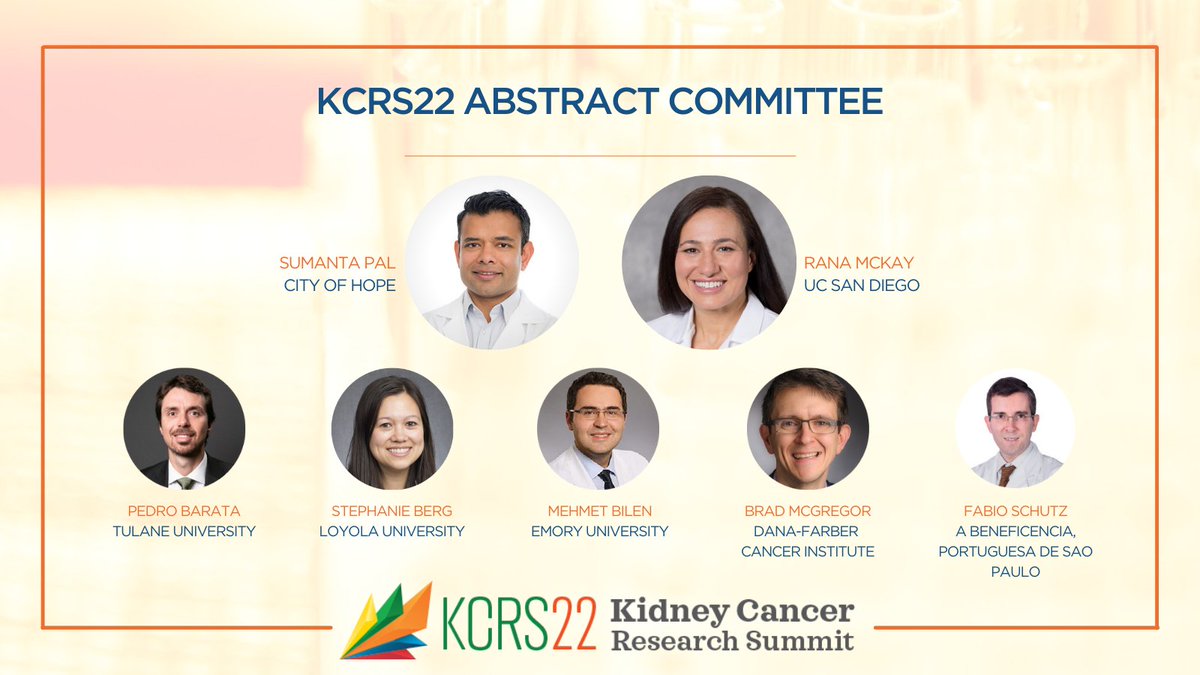 As we gear up for #KCRS22, a special shout out to the stellar Abstract Committee who helped us put together a star-studded program of #kidneycancer researchers! Abstracts: bit.ly/3xXt7e0 FREE virtual registration: kcrs.kidneycan.org @OncoAlert @OncLive @urotoday