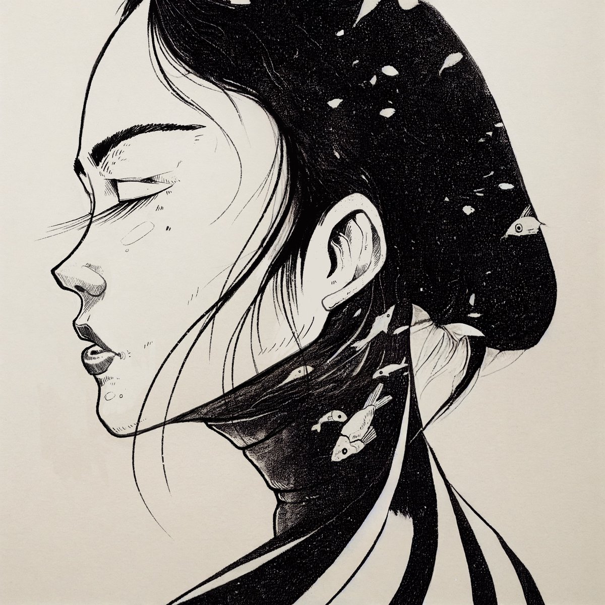 Drawing over a #midjourney generated image. #AIart #digitalart