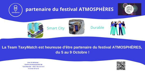 TaxyMatch's tweet photo. Après votre séance et les animations du @FFatmospheres, rentrez chez vous tout confort en limitant votre impact ! L'art, source d'évasion avec peu d'émissions, nous soutenons et sommes heureux d'être partenaire de l'évènement !
@GreentechInno
@WelcomeCityLab https://t.co/q1jzBmzk6v