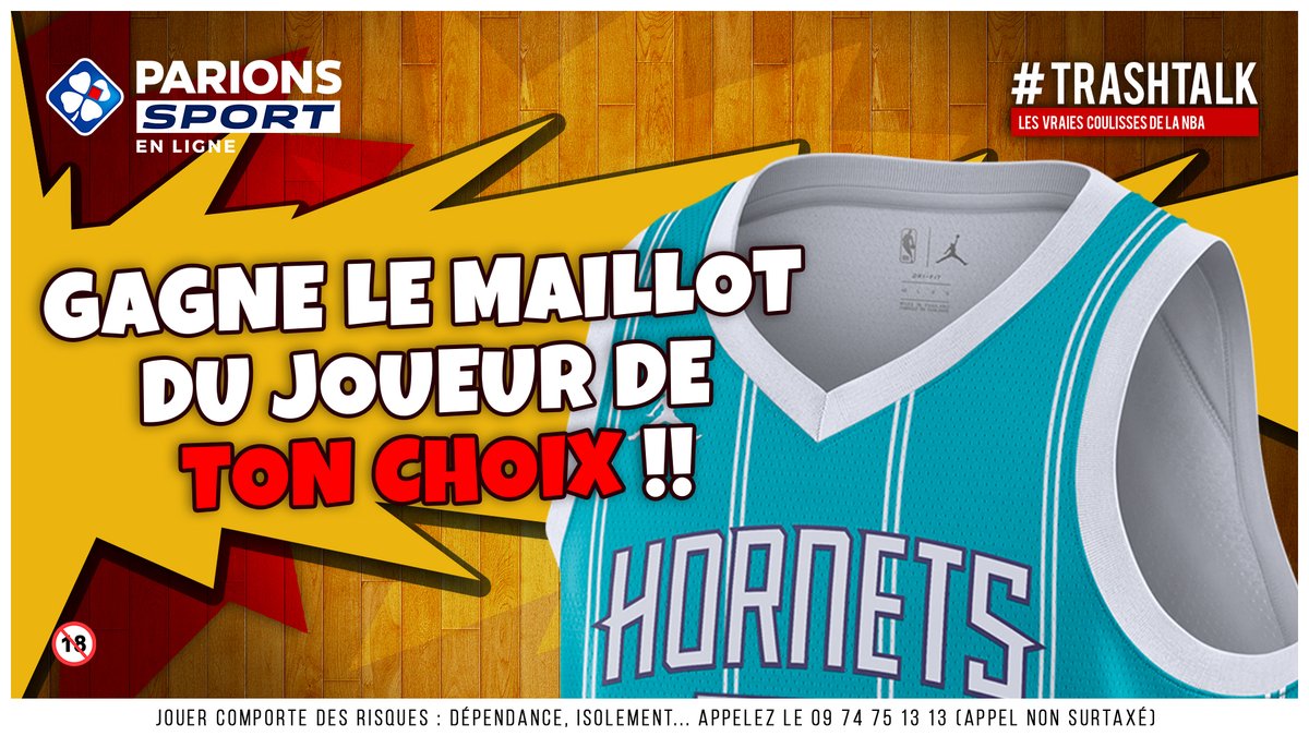 🎁 JEU-CONCOURS ! 🎁 

Avec les #30PREVIEWSEN30JOURS, TrashTalk et ParionsSport te font gagner 1 maillot par jour !! 😱

🚨 GAGNE LE MAILLOT DU JOUEUR DE TON CHOIX CHEZ LES HORNETS !! 🚨

Pour participer :

1⃣ RT CE TWEET 
2⃣ FOLLOW @TRASHTALK_FR ET @PARIONSSPORT

(TAS LE 07/10)