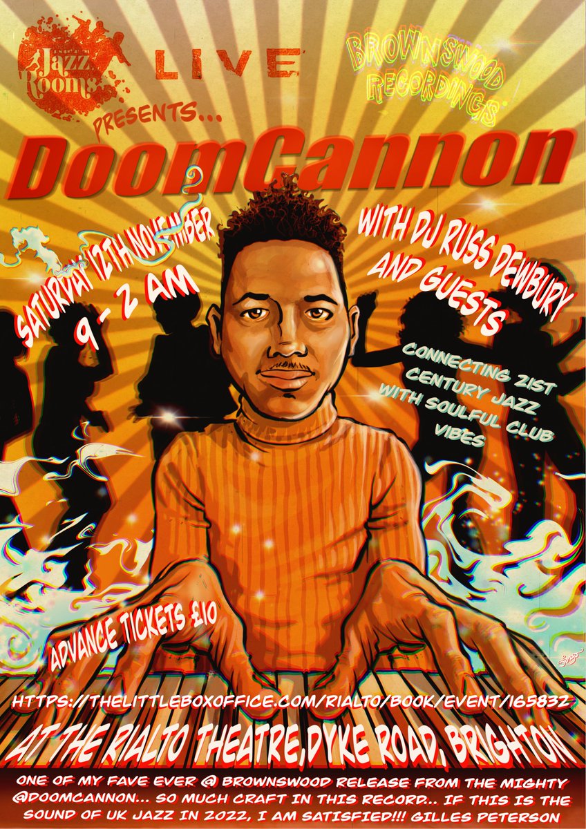 RussDewbury's tweet photo. So looking forward to launching my new Jazz Rooms Live/DJ night with @ChipWickham @Rialto_Brighton NEXT Friday 7th Oct! 
Just a very few tickets left on the door and a fiver from 11.30 on.
2nd up the mighty @DoomCannon__ on Sat Nov 12.
Can't wait.Grab tickets while you can X https://t.co/jslBLmHc5j