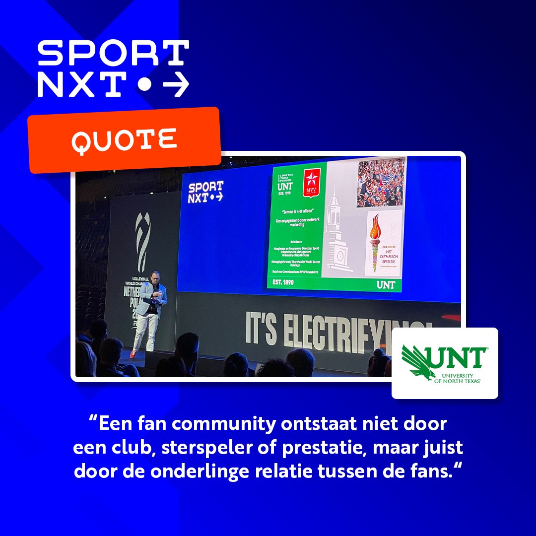 🗣️ @BobHeere (Director Sports Business <a href="/UNTnews/">UNT News</a>): "Een fan community ontstaat niet door een club, sterspeler of prestatie, maar juist door de onderlinge relatie tussen de fans."

#sportnxt