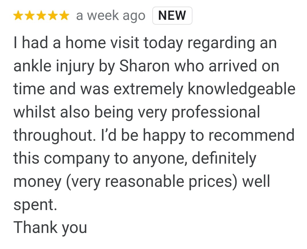 LPhysio's tweet photo. Feedback Friday
What a great service! Sharon was key to my recovery - highly recommend anyone who wants physio at home. So convenient with a great service all round. 
#fivestars #feedbackfriday #homephysio #physioathome #homephysiogroup https://t.co/b9Gv5XTokX