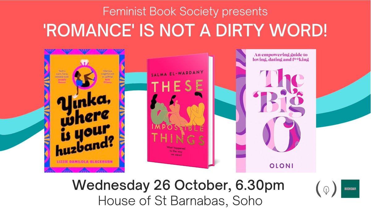 🔔FEMINIST EVENT ANNOUNCEMENT🔔

Tickets are *live* for the Feminist Book Society Winter season! 

First up: it’s a refreshing and radical reframing of romance with 💫💫 <a href="/writtenbysalma/">Salma El-Wardany</a> <a href="/Oloni/">OLONI BABY 🍒</a> and <a href="/DamilolaLizzie/">Lizzie Damilola Blackburn</a> 💫💫

Get yours here: Bit.ly/3E6tKpA