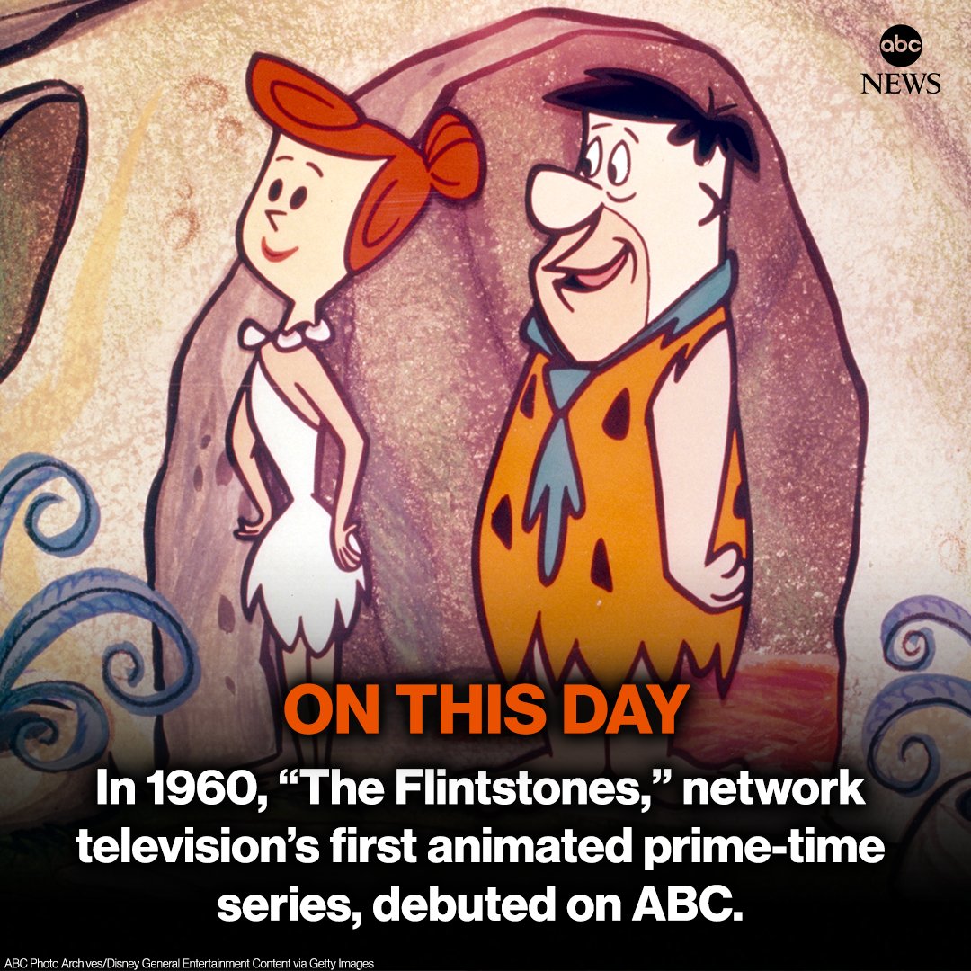 ON THIS DAY: In 1960, “The Flintstones,” network television’s first animated prime-time series, debuted on ABC. abcn.ws/3CvzwA9