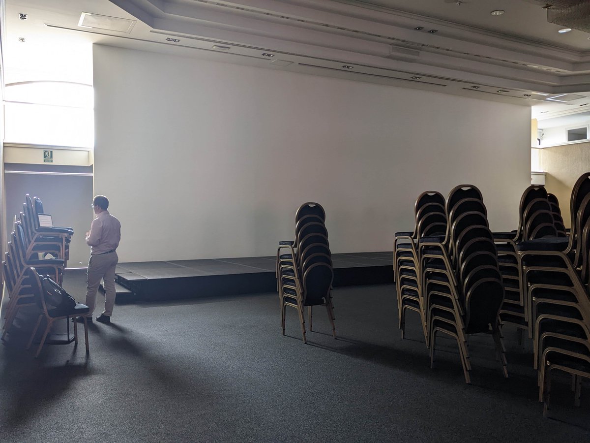 _Alex_Zeilmann_'s tweet photo. Interesting feeling to give my #EHTG2022 talk in an empty ballroom in front of a zoom audience. You all could have joined me, I had plenty of space here 😂 
Thank you for the discussion after the talk! Please feel free to reach out if you have further questions on UQ in #mathonco https://t.co/59mExerAp0