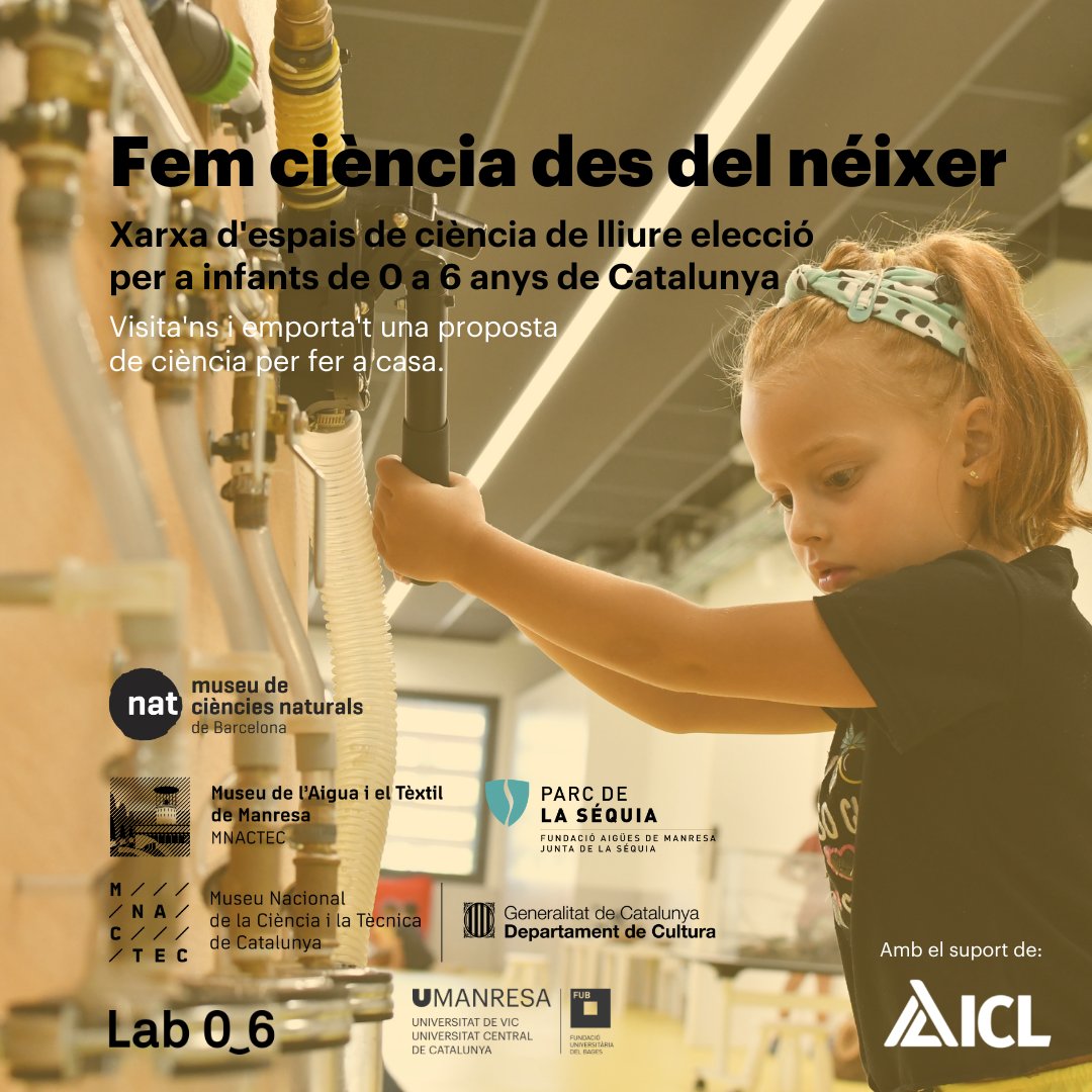 UManresa's tweet photo. Els espais de ciència de lliure elecció per a infants de 0 a 6 anys oferim un munt de possibilitats d’experimentació científica en família. Vine a conèixer-nos i emporta’t de regal una proposta de ciència per fer a casa.
@museuciencies @parcelasequia @mnactec #lab0_6
@ICLiberia https://t.co/XR3xbycsyI