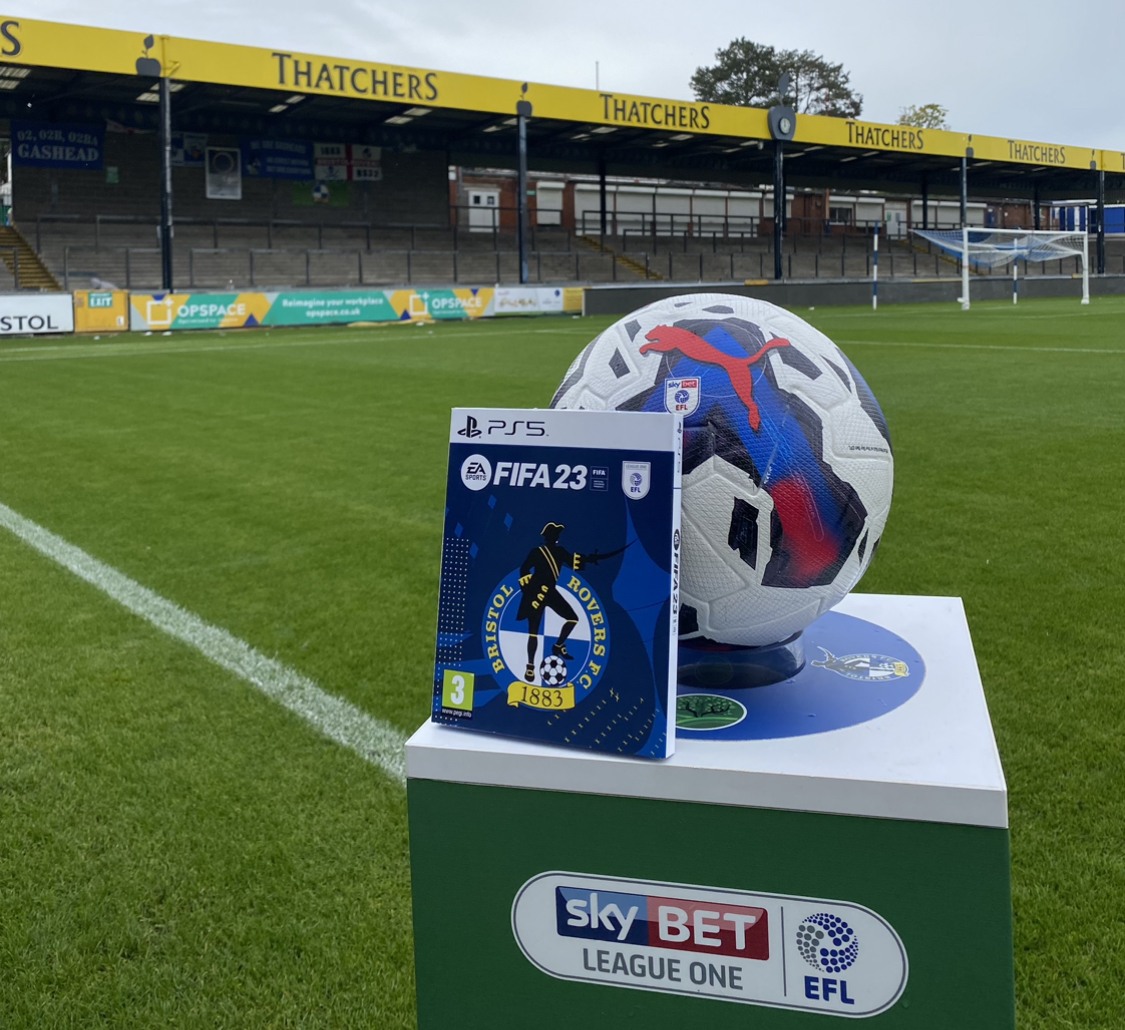 🎮 WIN! 

To celebrate the launch of #FIFA23, we're giving away a copy of the game on PS5!

Like and retweet this post - and tag in someone you'd beat on FIFA to enter! 

The lucky winner will be picked on Sunday at 5pm.

#BristolRovers @EASPORTSFIFA | <a href="/PlayStation/">PlayStation</a> | <a href="/EFL/">EFL</a>