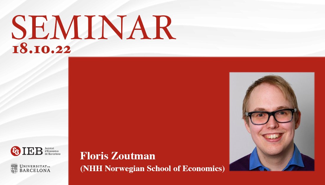 @jorgeghombrados @UAM_Madrid @payson_julia @nyuniversity SEMINAR 'TBA' 🗣️ @zoutmanfloris (@NHHEcon) 📅 Tuesday, 18 ⏰ 2:30pm (CET) More info👇    my.mtr.cool/jbrqfsloig #EconTwitter