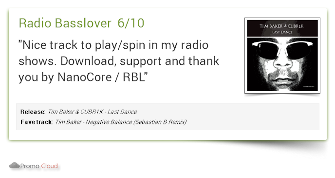 van_czar's tweet image. Radio Basslover supports: Tim Baker &amp;amp; CUBR1K - Last Dance 6/10 #newrelease pcl.la/5Z3D0Q  #timbaker #technoparade