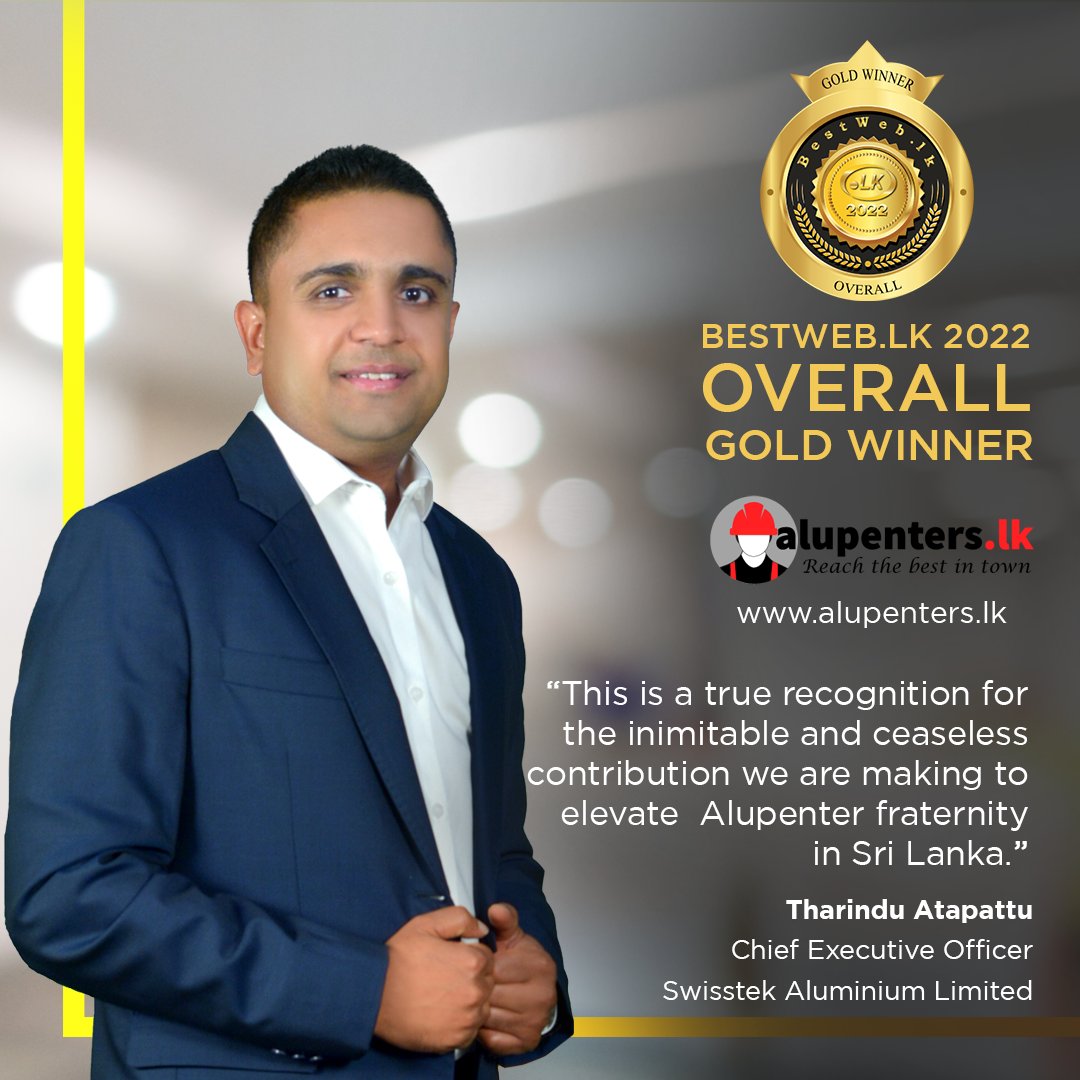 BestWebLK's tweet image. Tharindu Atapattu, Chief Executive Officer of Swisstek Aluminium Limited expressed his thoughts about achieving the Overall Gold Award in BestWeb.LK 2022 competition.
#BestWeb2022Winner #BestWeb2022 #BestWebLK #alupenters #LKDomainRegistry