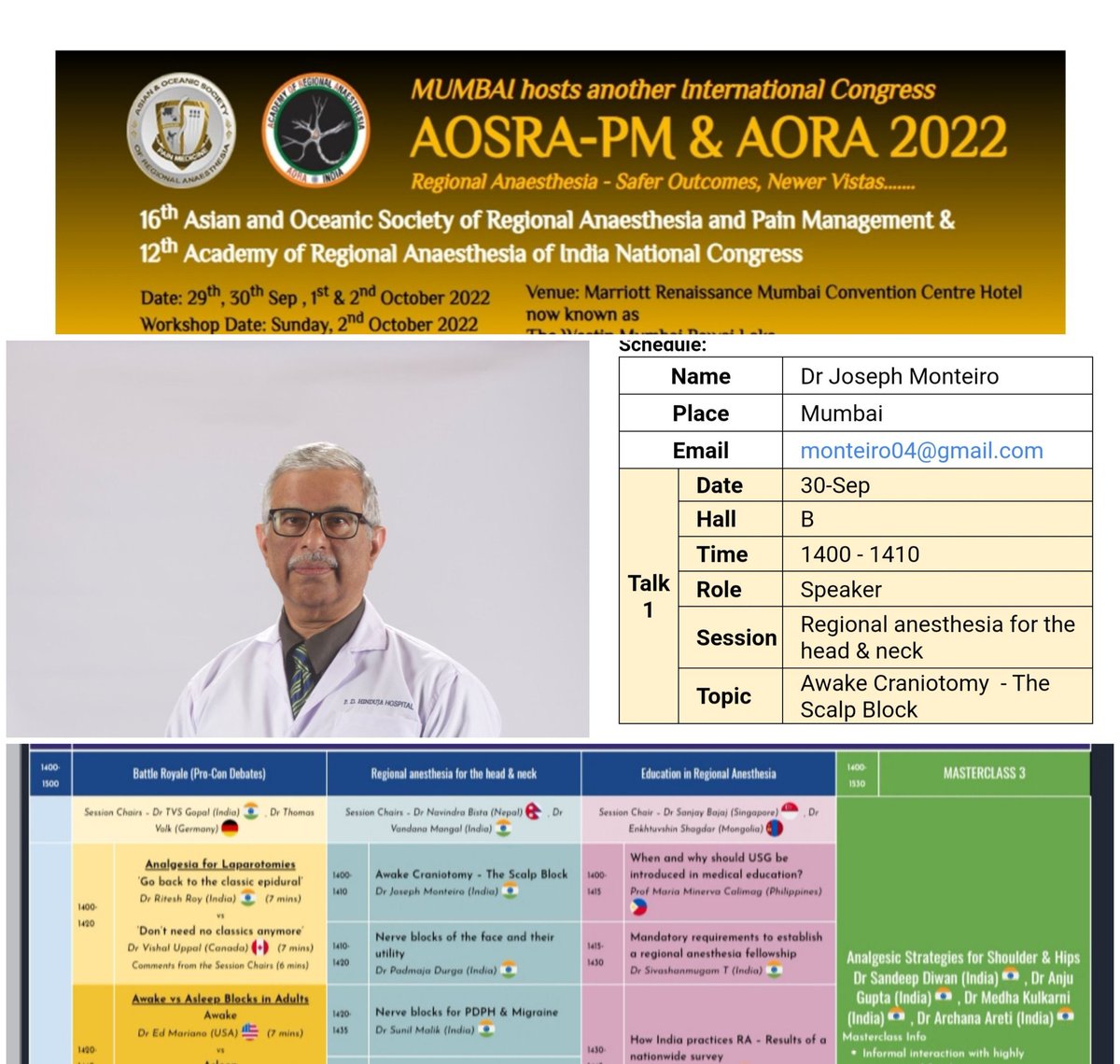 docmonteiro's tweet photo. Great pleasure to participate in the Neuroanesthesia session at the high quality AOSRA PM 2022 @AoraIndia @aosra_pm 2022 @BalavenkatSubr1 @ponde_vrushali @thereeldoc @drgaurirg @DrAnkurKhandel1 @drmugdha94 @Senthil68148322 @8566288d9abc491 @AoraIndia @DrRakeshGarg8 https://t.co/PLV6O3gRjE