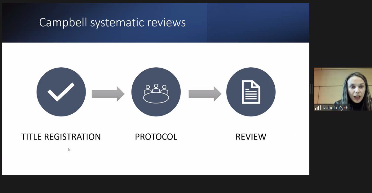 Campbell_CrmJst's tweet photo. Campbell reviews are considered the "Rolls-Royce" of #SystematicReviews because they are rigorous and high quality, @IzabelaZych tells us in her webinar today. It is difficult, but the Editors are there to help 🫱🏾‍🫲🏿 https://t.co/IQxMs8OMzC