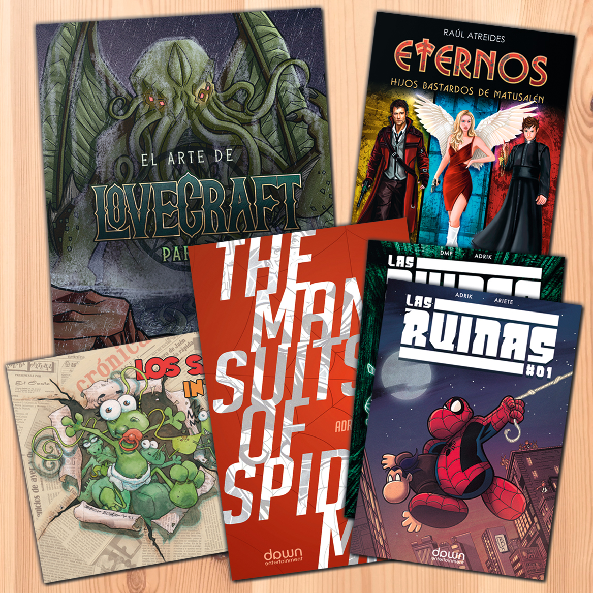 Dawn_Ent's tweet image. El pack consiste en:
- 'El Arte de Lovecraft' (de @danielmarcoart)
- 'The Many Suits of Spider-Man' (ilustrado por @david_baldeon)
- 'Los Saurios. Integral' (de @SergiBleda)
- 'Eternos. Hijos Bastardos de Matusalén' (de @raulatreides ) 
- 'Las Ruinas' 0 y 1 (de @Adrikable)
(2/3)