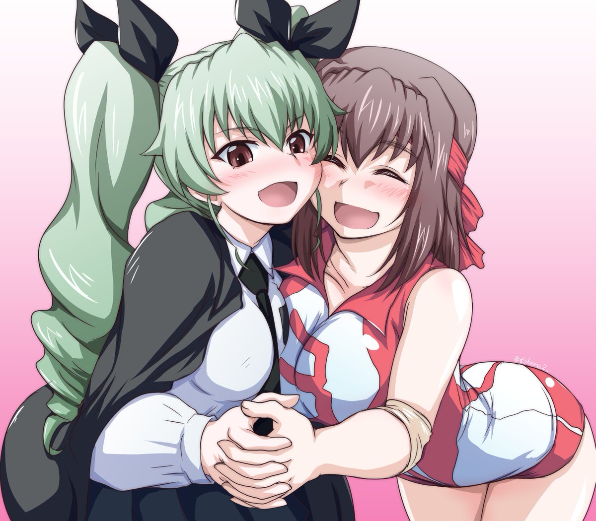 アンチョビ(ガルパン) ,近藤妙子 「#今月描いた絵を晒そう 」|鷹那２号のイラスト