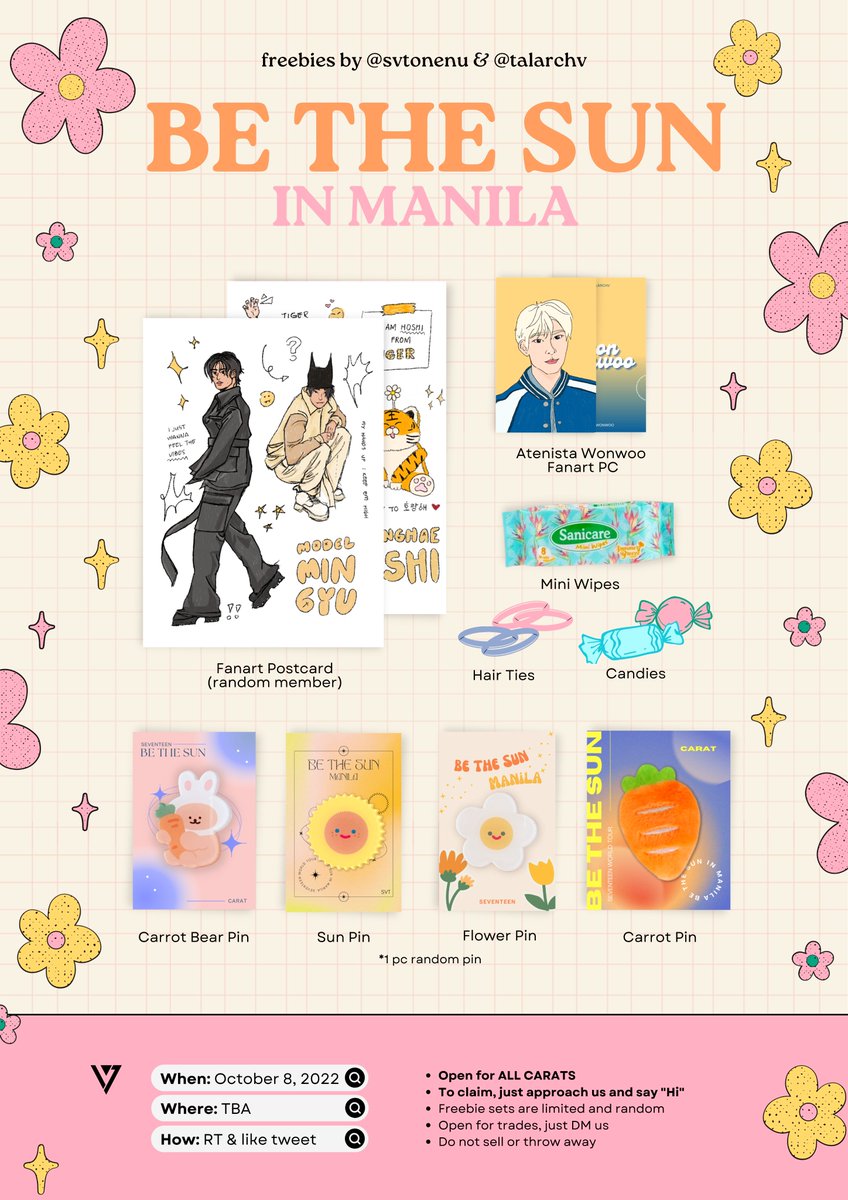 talarchv's tweet photo. 🫶 BE THE SUN IN MANILA FREEBIES 🫶

hi carats! @svtonenu and i will be having a mini giveaway on BeTS mnl day 1, oct 8! 

⋆ open to all carats! 
⋆ rt &amp; like to spread 
⋆ time &amp; loc: TBA 
⋆ DM for trades 

see u on d-day!! ☀️

#BETHESUNinMNL
#BeTSinMNL 
#SEVENTEEN https://t.co/ymy8aq9NMz