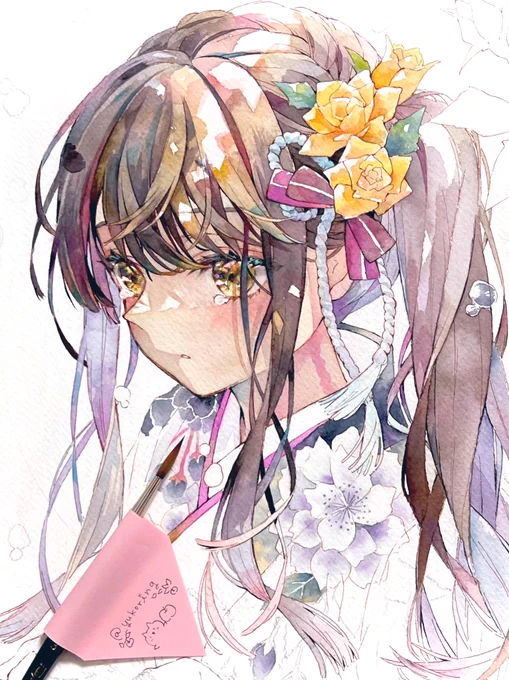 背景も描きます*wip#watercolor #illustration 