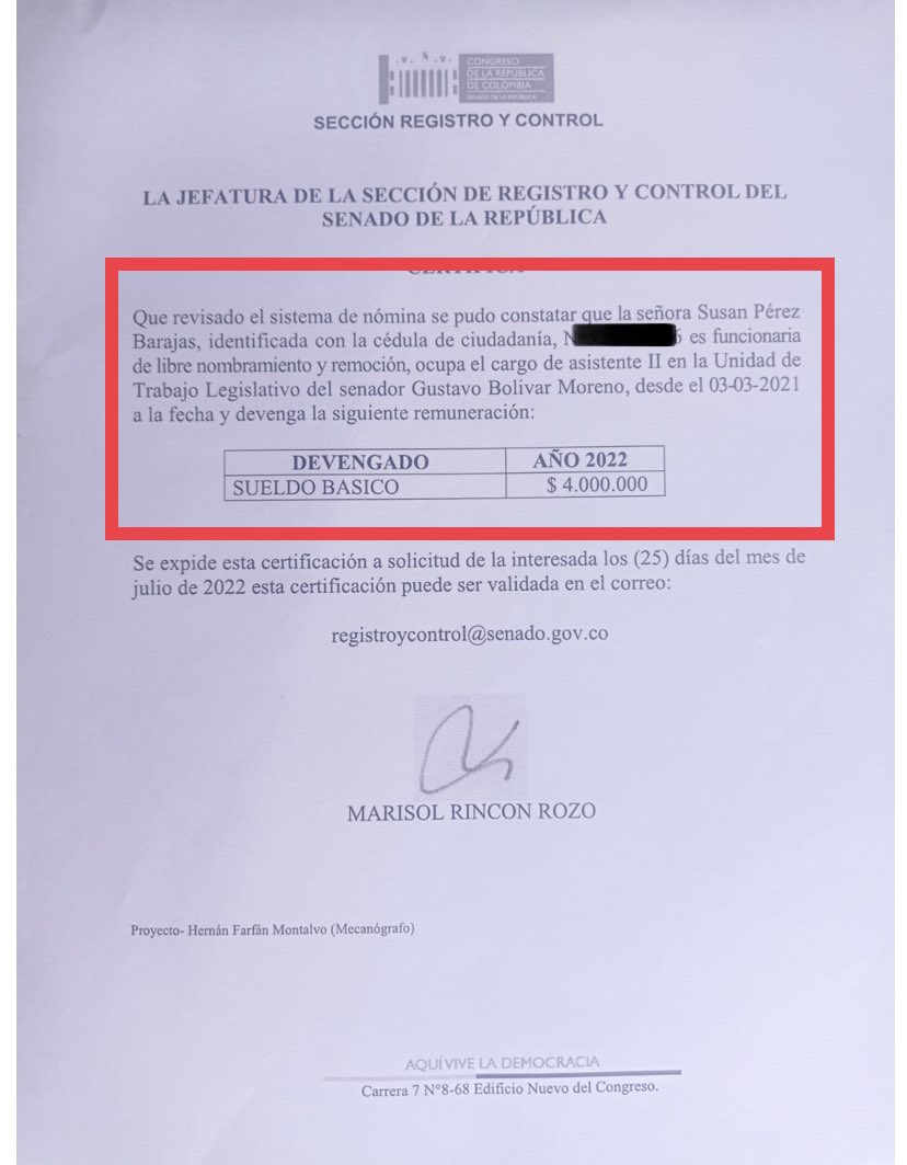 ¿Cómo pasó la señora Susan Pérez Barajas de ser asistente del Senador <a href="/GustavoBolivar/">Gustavo Bolívar</a> en el en su UTL a ser contratista en el Ministerio de Agricultura en menos de 1 mes? 🤔

¿El Senador ya comenzó a recibir sus cuotas en el gobierno nacional?

#UnDespilfarroEs