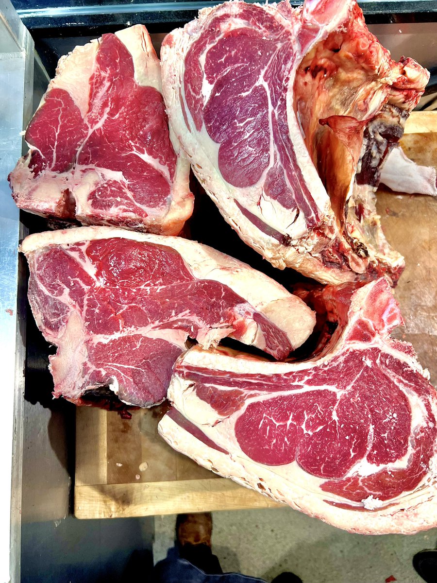 T-bones and Ribs of beef being prepped in Earlsfield today #butchers #earlsfield