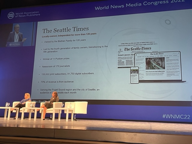 DeanRoper's tweet photo. "If you are gutting your newsroom and producing lesser quality content, don’t bother with your retention strategy because you will fail." – @alanfisco of The Seattle Times #WNMC22 #ReaderRevenue #DigitalSubscriptions https://t.co/0sLiWVgOn2