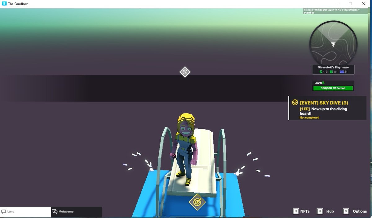 lookfrom494's tweet photo. @TheSandboxGame @steveaoki I just participated in the #SandboxAlphaS3Giveaway for a chance to win 500 SAND! Found the high diving board in @steveaoki's Playhouse, check out my screenshot below!
👇 https://t.co/rpWvWBsqWs