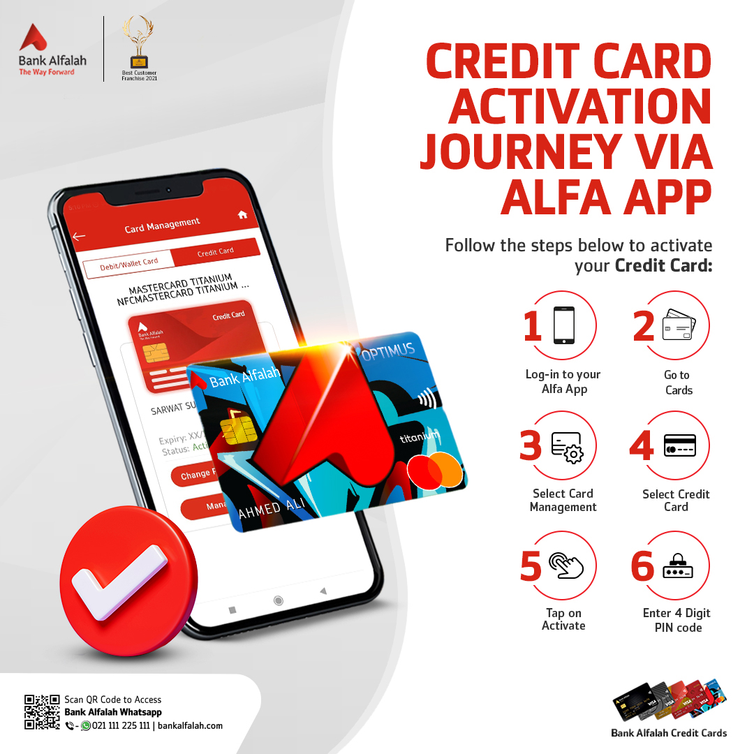 BankAlfalahPAK's tweet photo. Are you tired of waiting in call queues for card activation? Skip it altogether and activate your credit card easily via Alfa App now.
Please visit https://t.co/5ogh2w1SqW or call us at our helpline at 021-111-225-111.
#BankAlfalah #CreditCardActivation #Alfa #TheWayForward https://t.co/2rBr7zUJwB