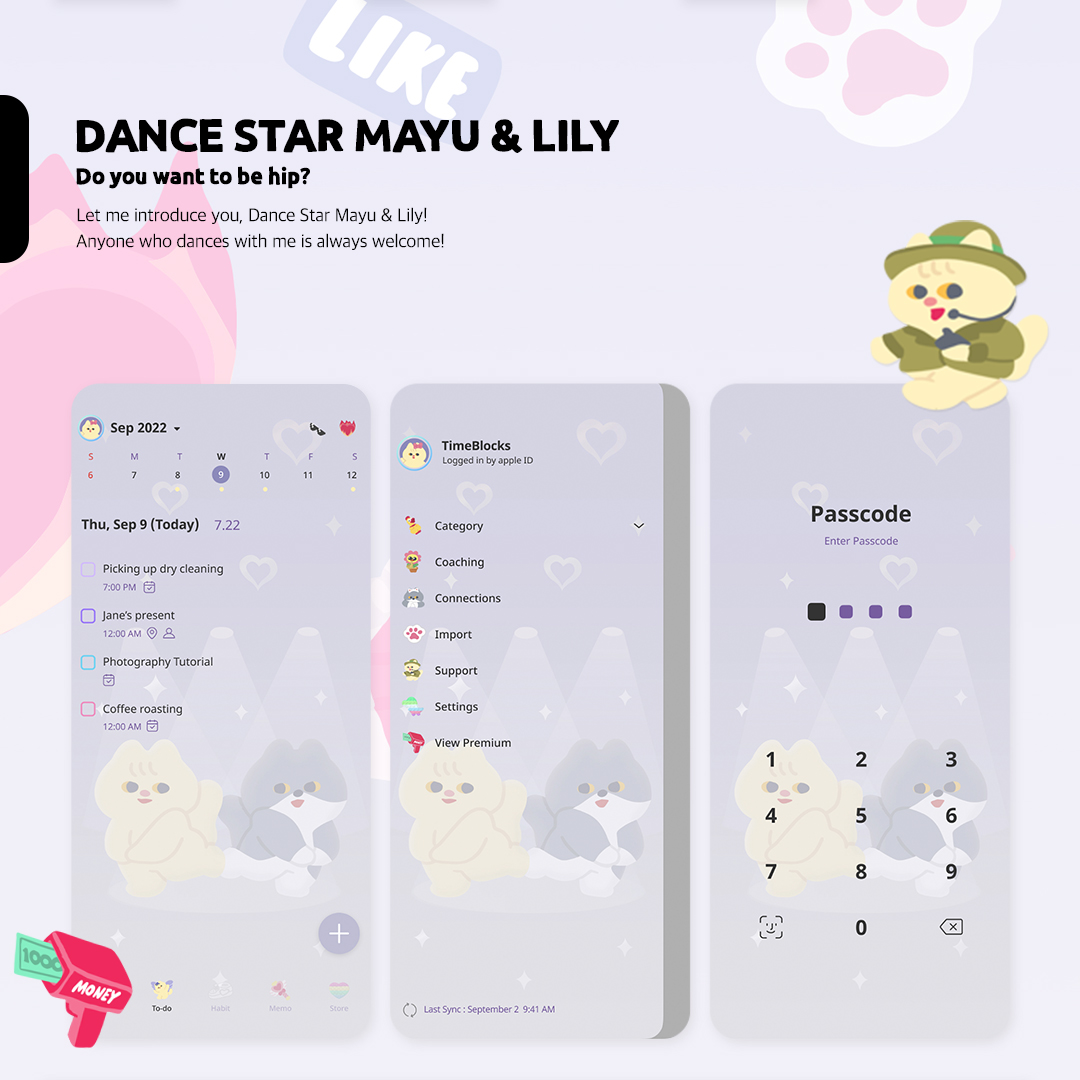 SnoozeKittens's tweet image. 스누즈키튼즈 X 타임블록스 큐티뽀짝 댄스스타 마유&amp;amp;릴리의 타임블록스 테마와 스티커가 출시되었어!👯‍♀️💖

TimeBlocks는 모바일에서도 쉽게 스케줄링 할 수 있는 다이어리앱이에요. 타임블록스에서 ‘스누즈키튼즈 를 찾아주세요.(인앱구매)🛒

@GetTimeBlocks

#SnoozeKittens #TimeBlocks
#타임블록스