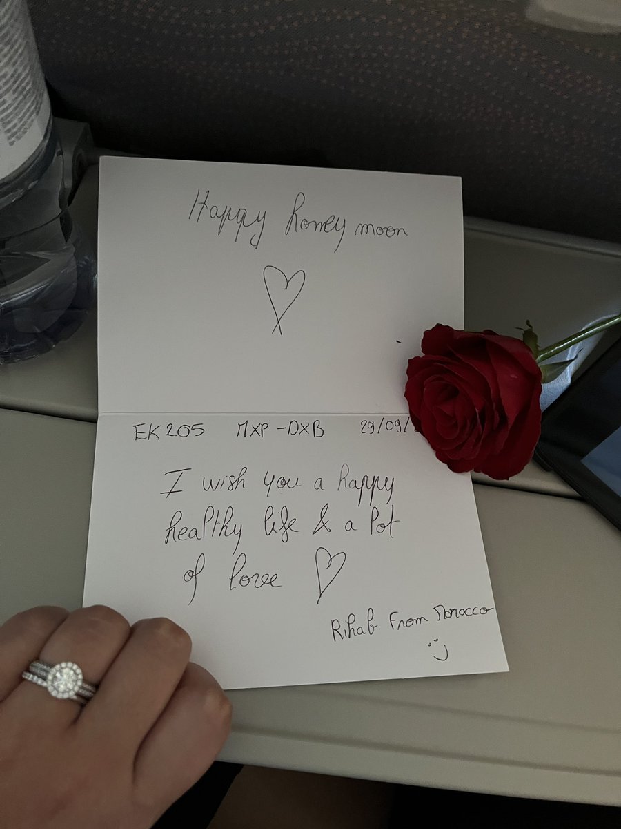 Thank you Rihab from @emirates for making our Honeymoon flight feel very special! #emirates #honeymoon #worldclassservice #bestofthebest