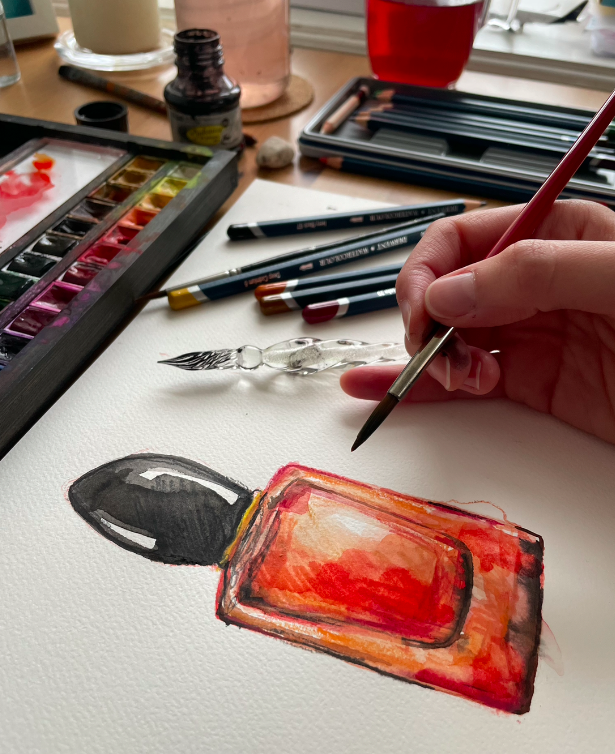 BeataSapi's tweet photo. 🟠🔴⚫️

#perfume #perfumebottle #perfumepainting #glasspen #watercolor #watercolorartist #painting #giorgioarmani #derwent https://t.co/GjuZAmh1OD