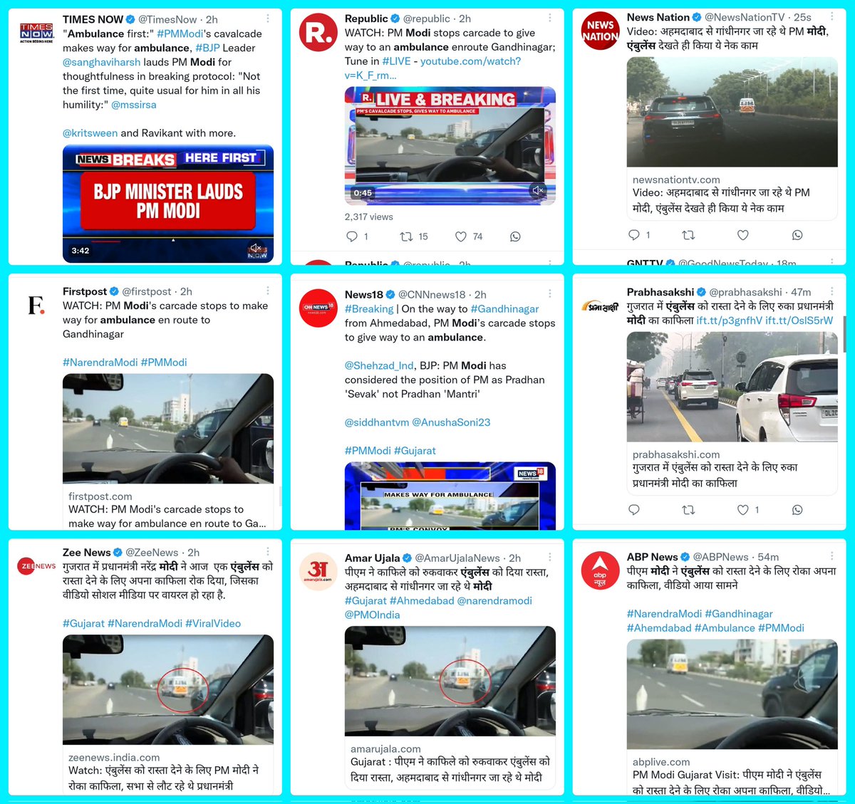 zoo_bear's tweet photo. Here's how National Media hails PM Modi for giving way to an ambulance. 🙄 https://t.co/gt4zVbJGPX