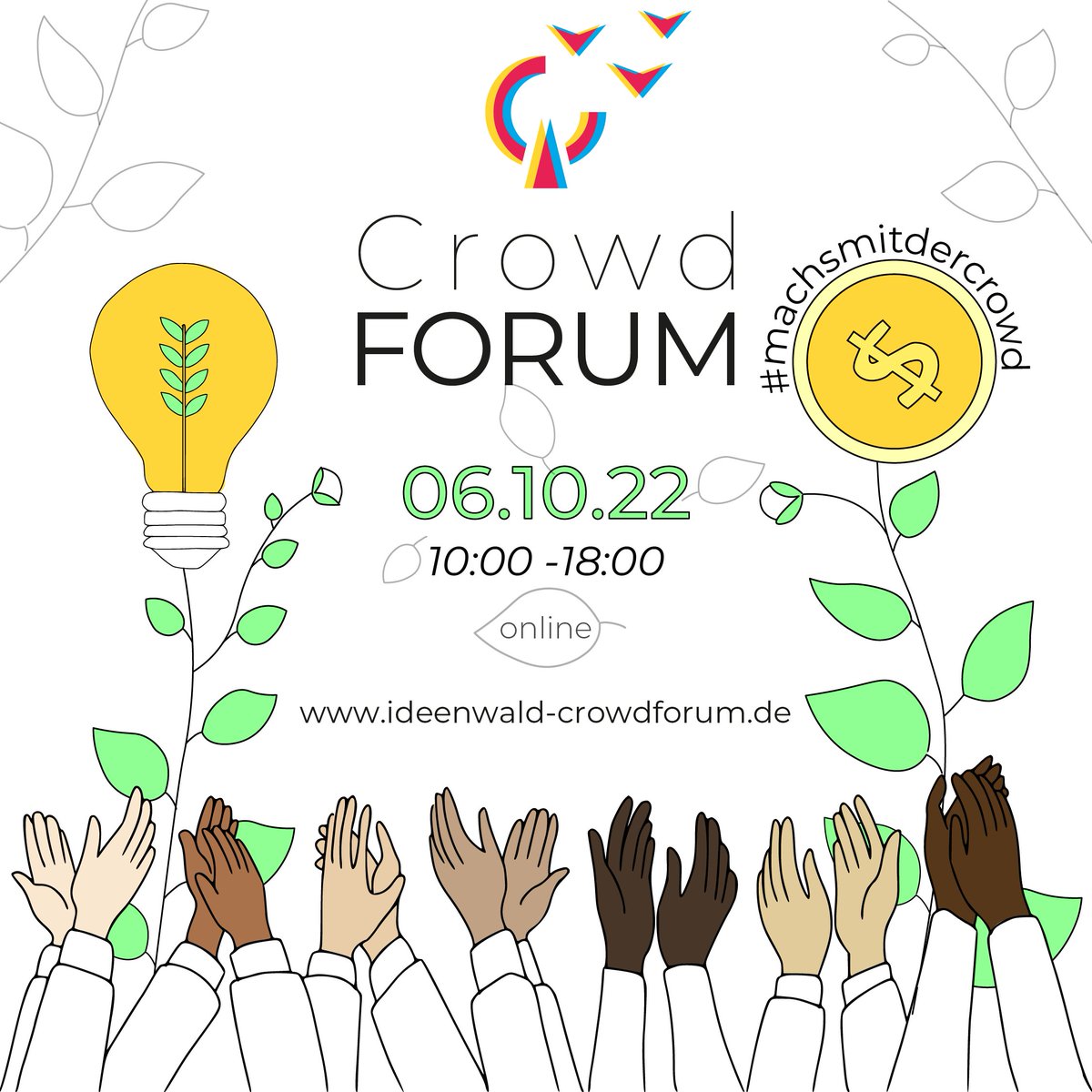 Jetzt noch zum #IDEENWALD #CrowdFORUM 2022 am 6. Oktober von 10-18 Uhr anmelden 👉 ideenwald-crowdforum.de Die Konferenz findet online über die Plattform HopIn statt und handelt von den Themen #CrowdEngineering, Investment, (kommunales) #Crowdfunding und mehr! #machsmitdercrowd