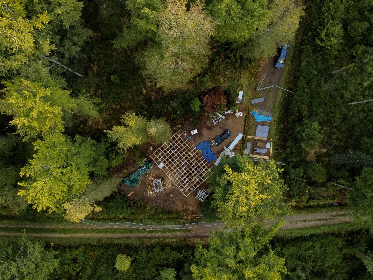HookePark's tweet photo. Over the past month, the MSc and MArch students have been working hard constructing a new facility at Hooke Park, the FIELDSTATION. This public infrastructure will serve as a satellite woodland workspace and shelter for AA students, staff, and visiting academics. https://t.co/IaZanbUGi2